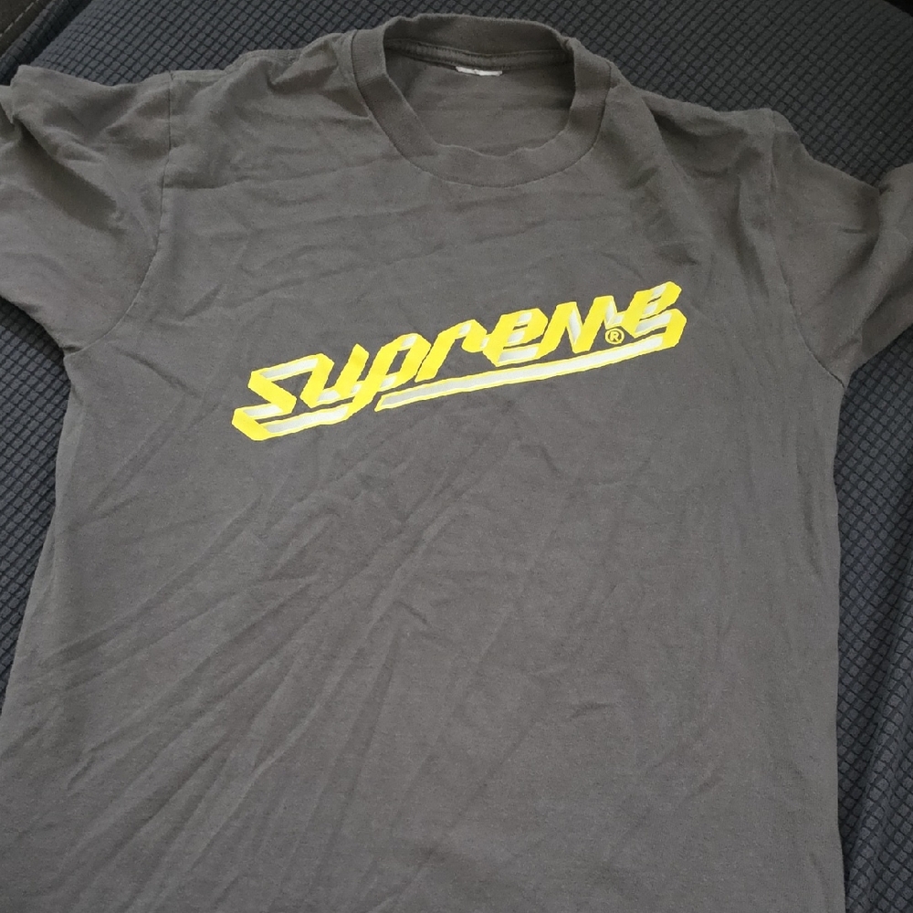 Supreme Charcoal Tee with Vibrant Yellow Logo